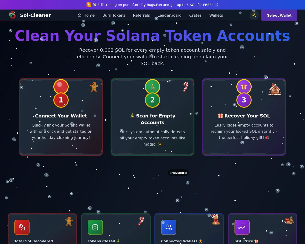 Screenshot of sol-cleaner.pages.dev
