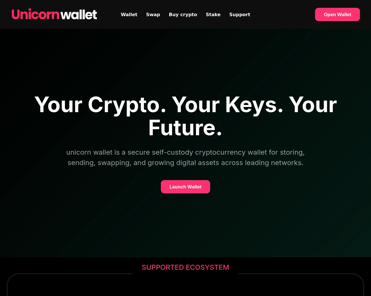 Screenshot of unicornwallet.io
