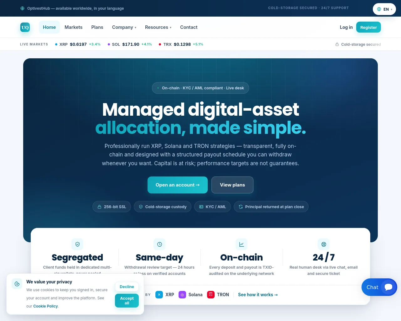 Screenshot of optivesthubs.com