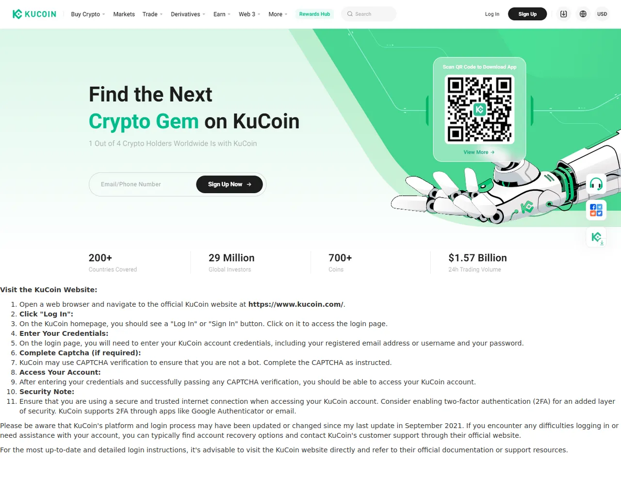 Screenshot of loinnkucoin.webflow.io