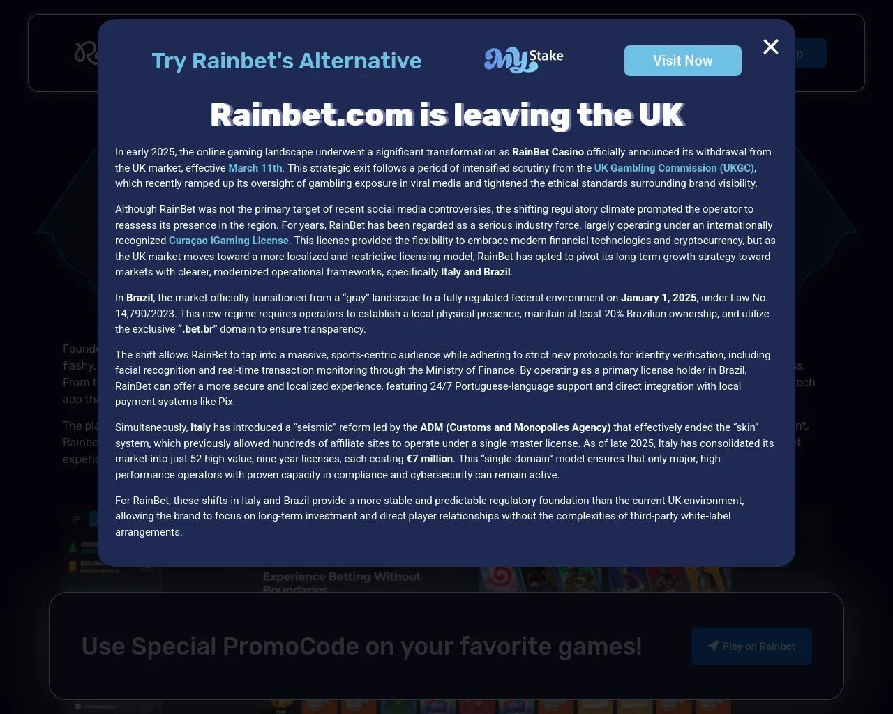 Screenshot of rainbetuk.co.uk