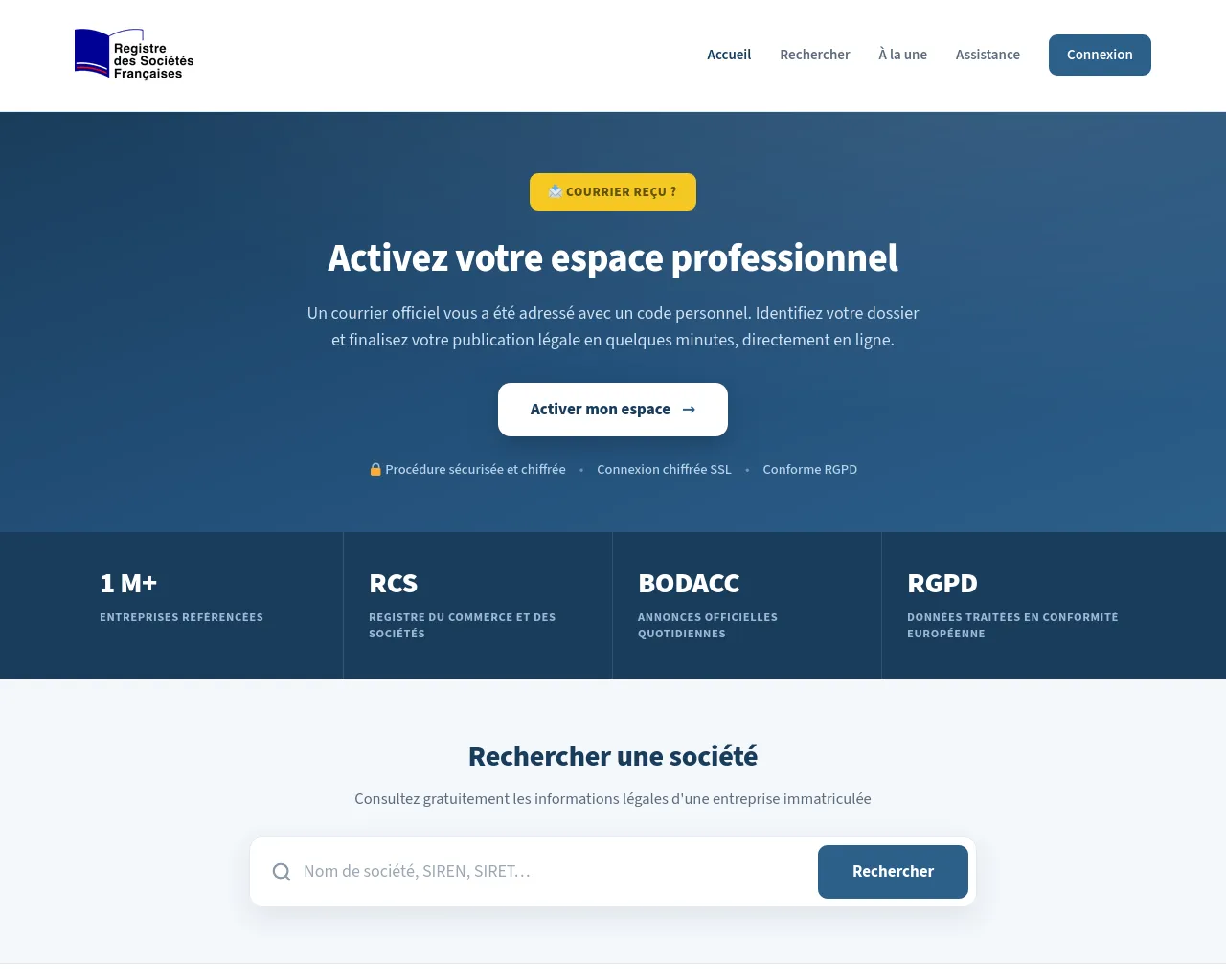 Screenshot of le-registre-societes-francaises.fr