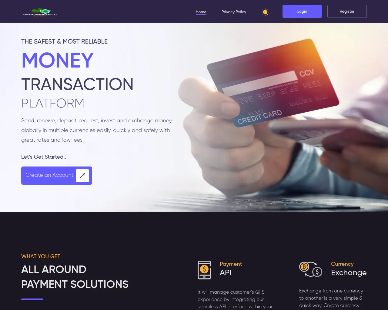 Screenshot of account.quantum-financialsystems.com