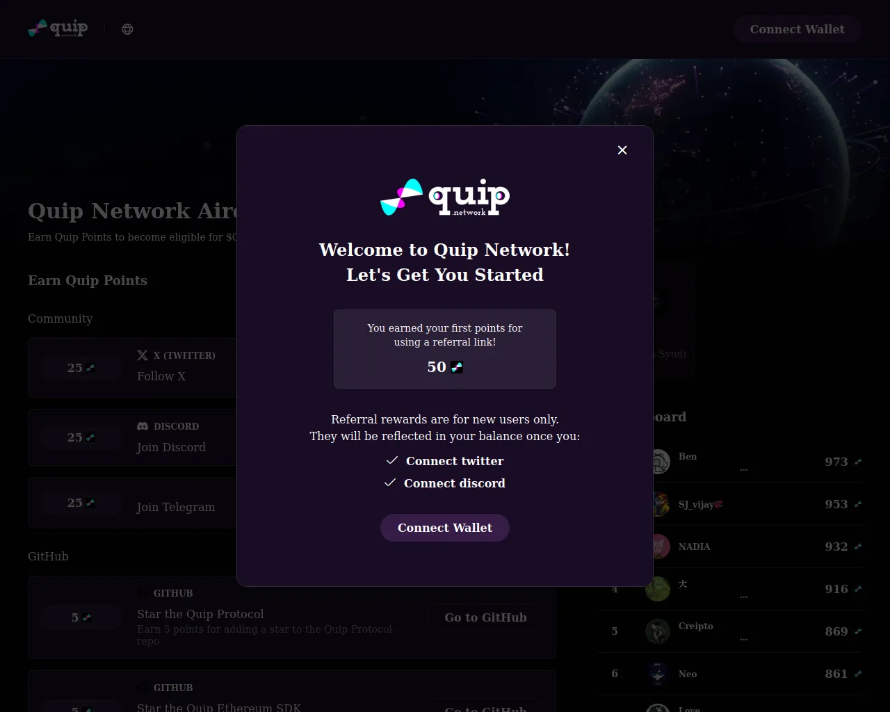 Screenshot of quip-network.xyz