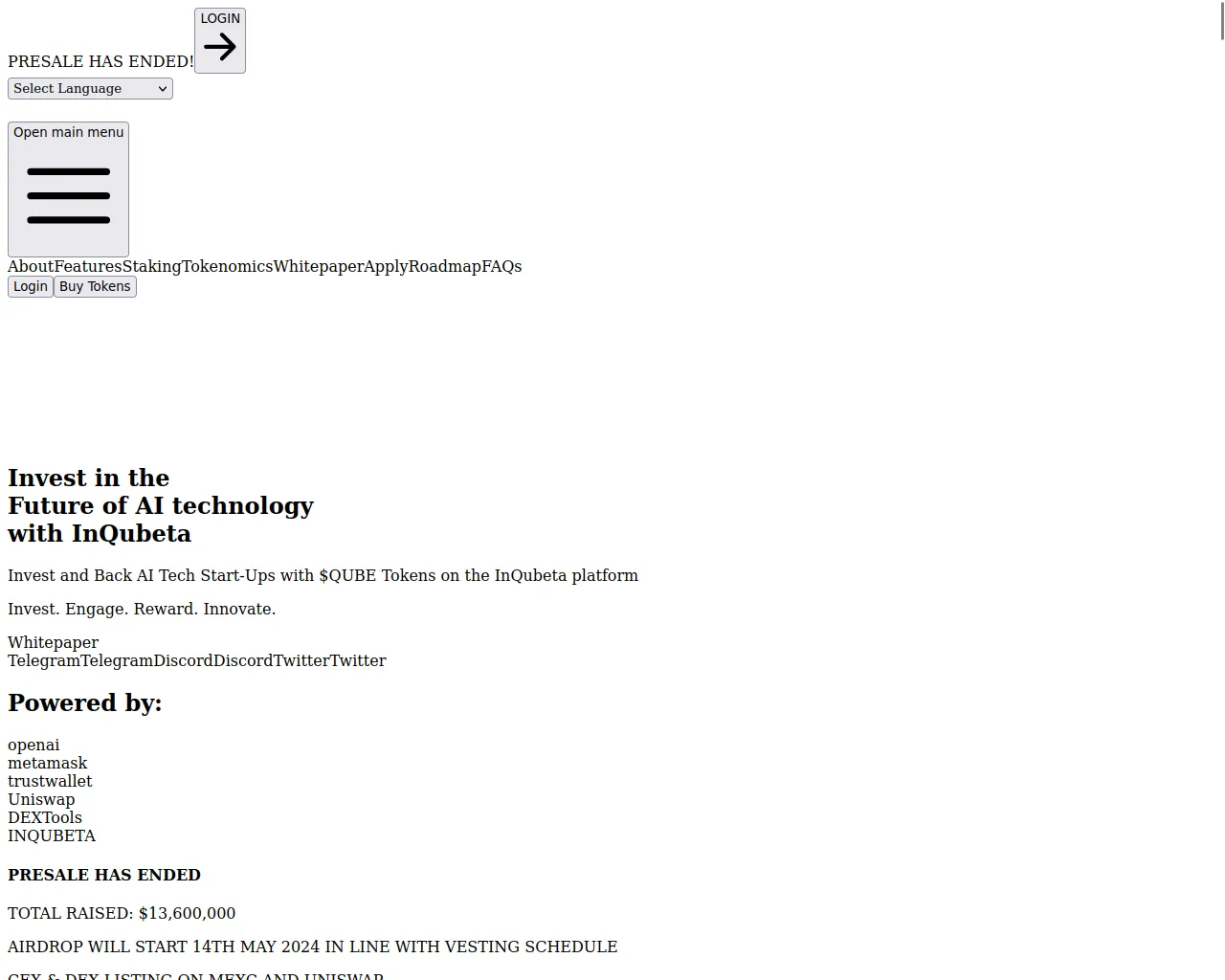 Screenshot of inqubeta-ai-xy.pages.dev