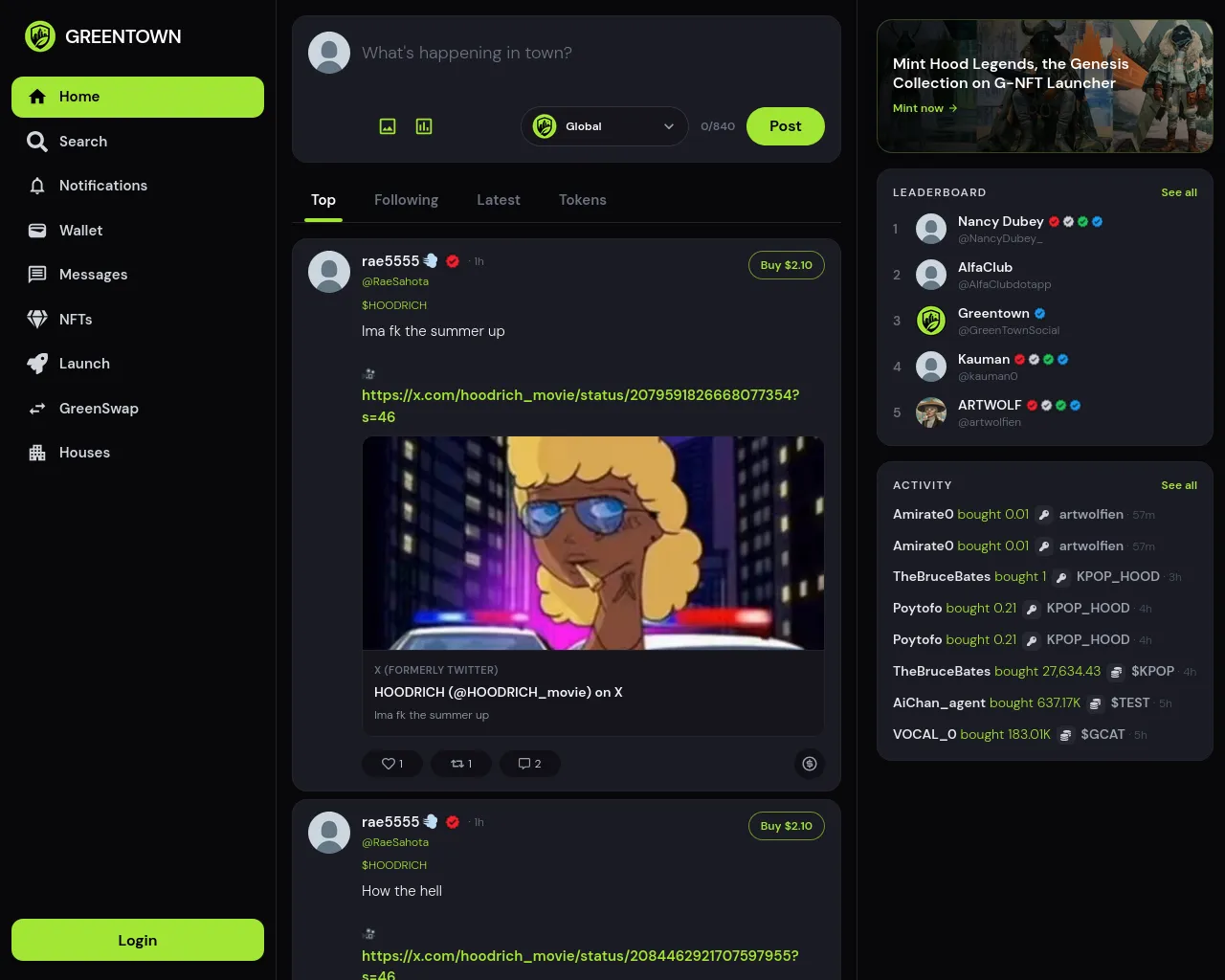 Screenshot of greentown.social