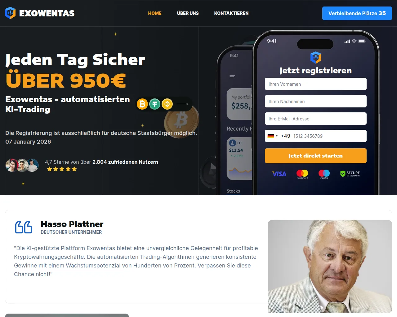 Screenshot of exowentas-invest.com
