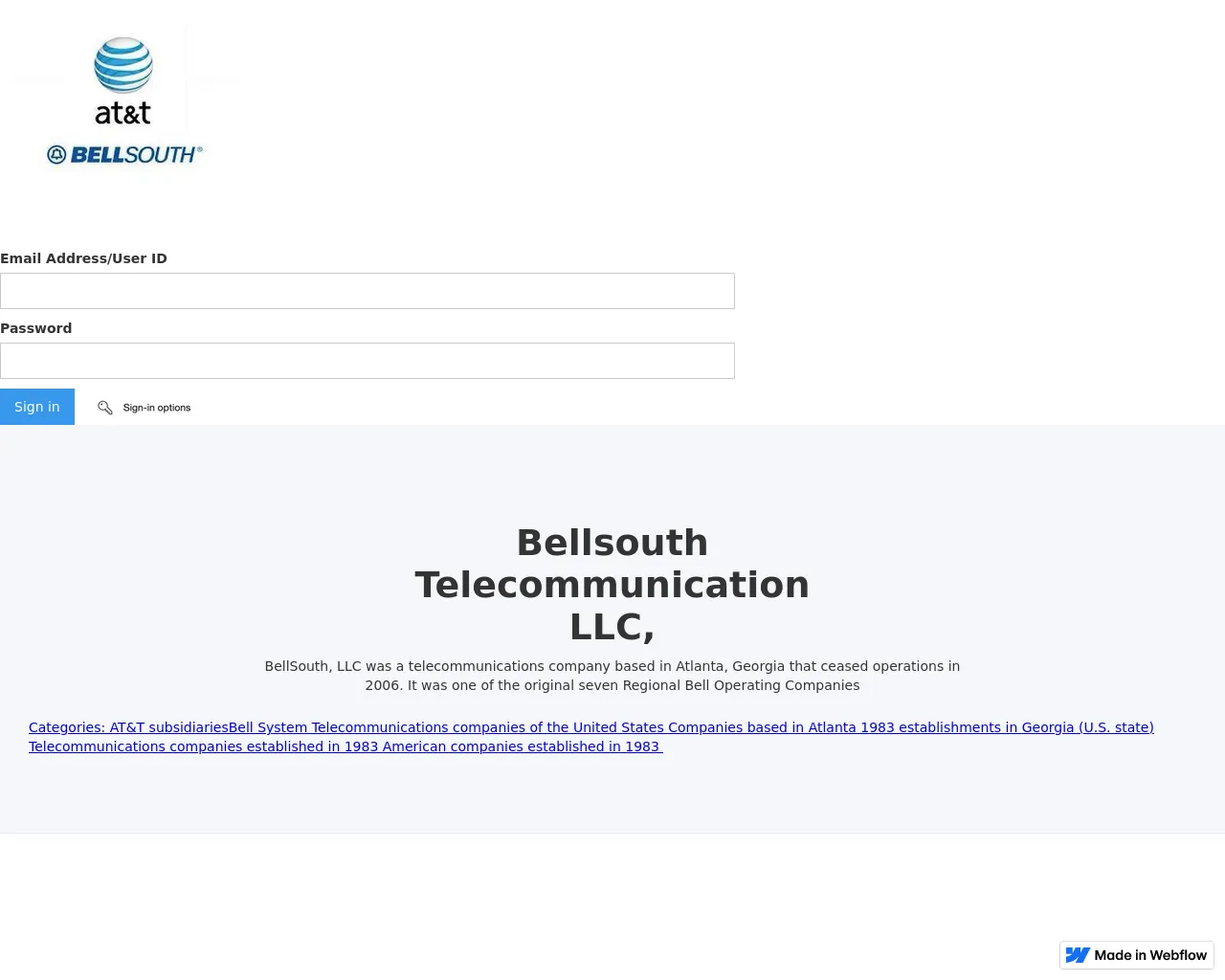 Screenshot of www-control-sign-in-att-bellsouth.webflow.io