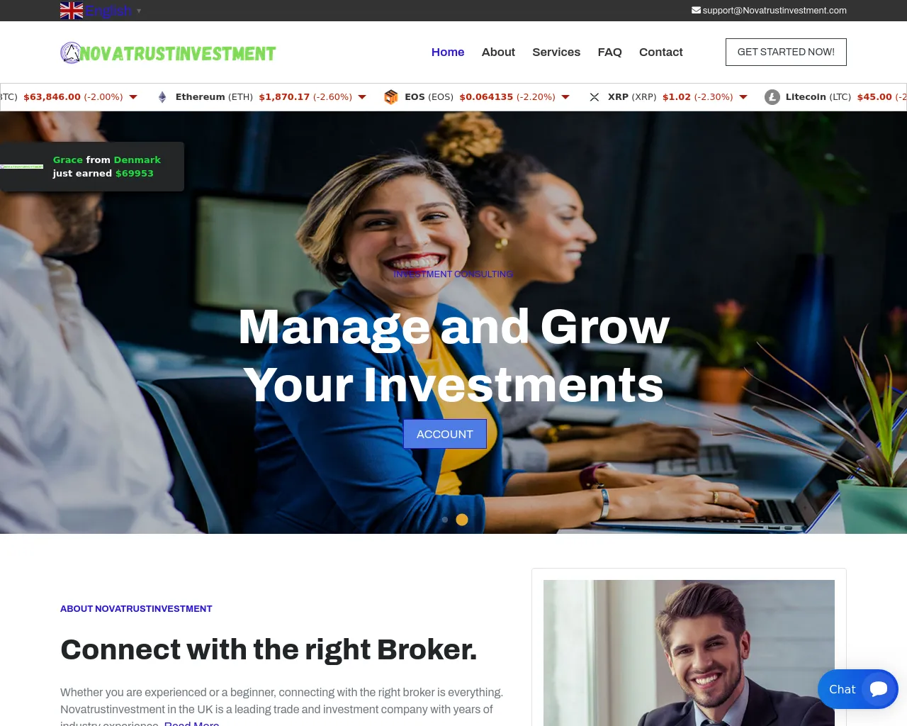 Screenshot of novatrustinvestment.com