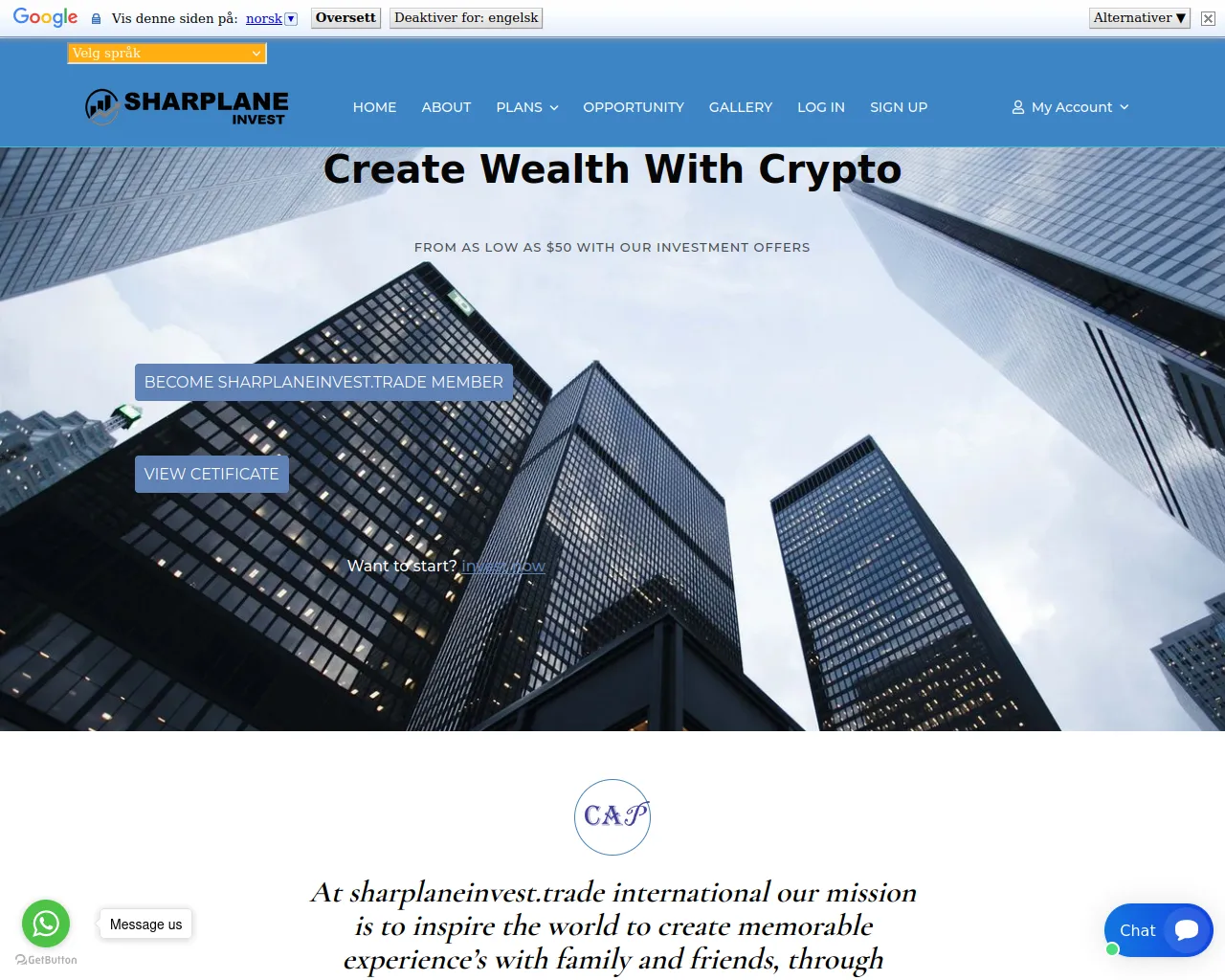 Screenshot of sharplaneinvest.trade