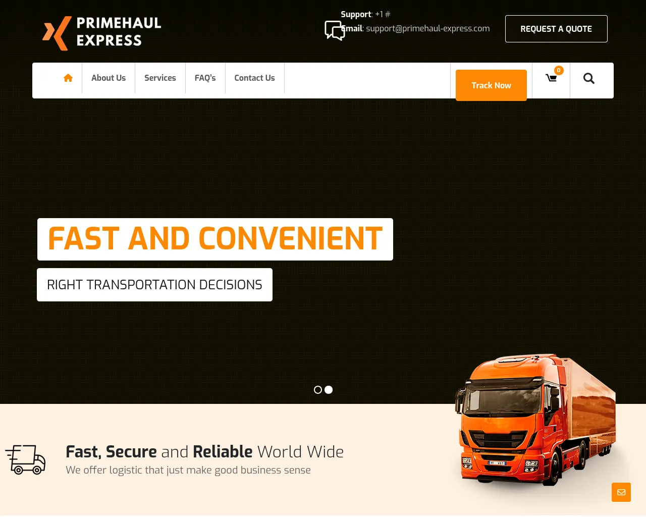 Screenshot of primehaul-express.com