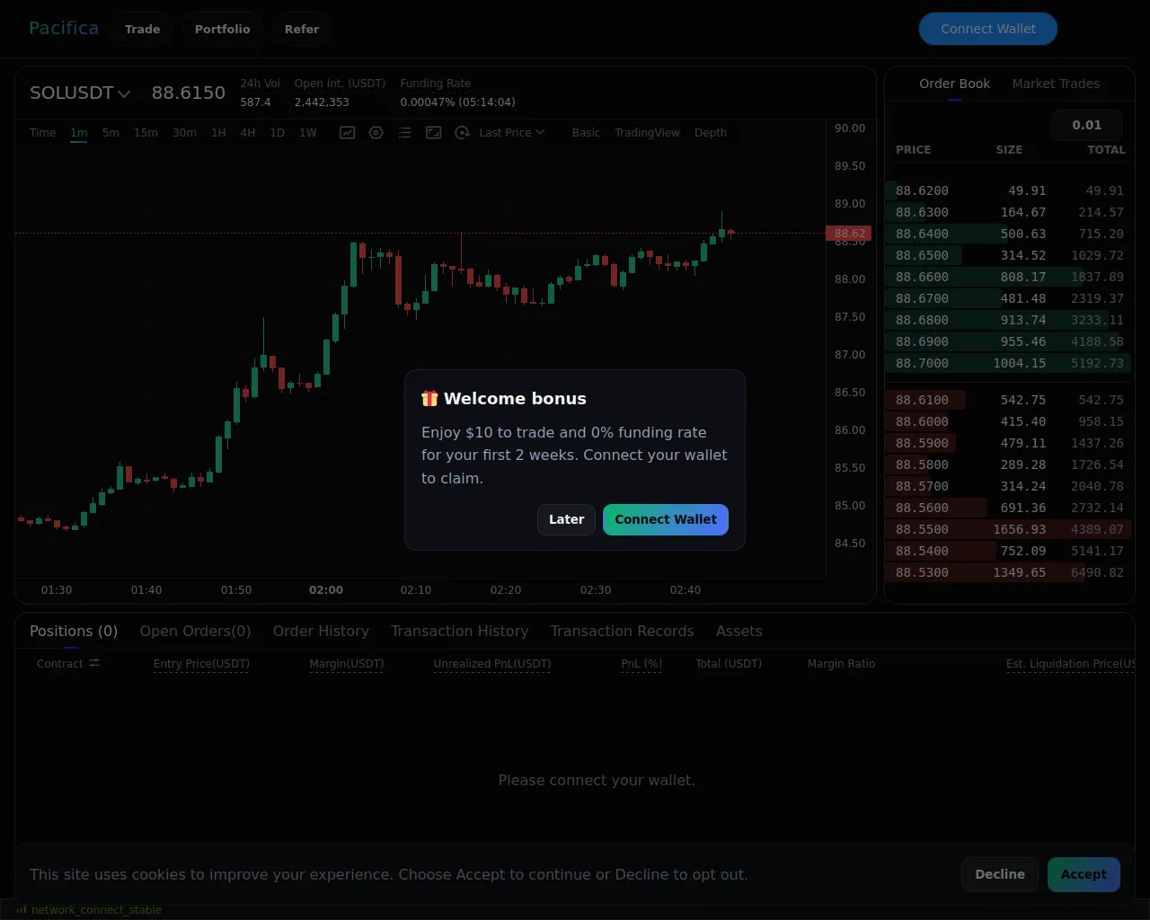 Screenshot of app.pacificadex.com