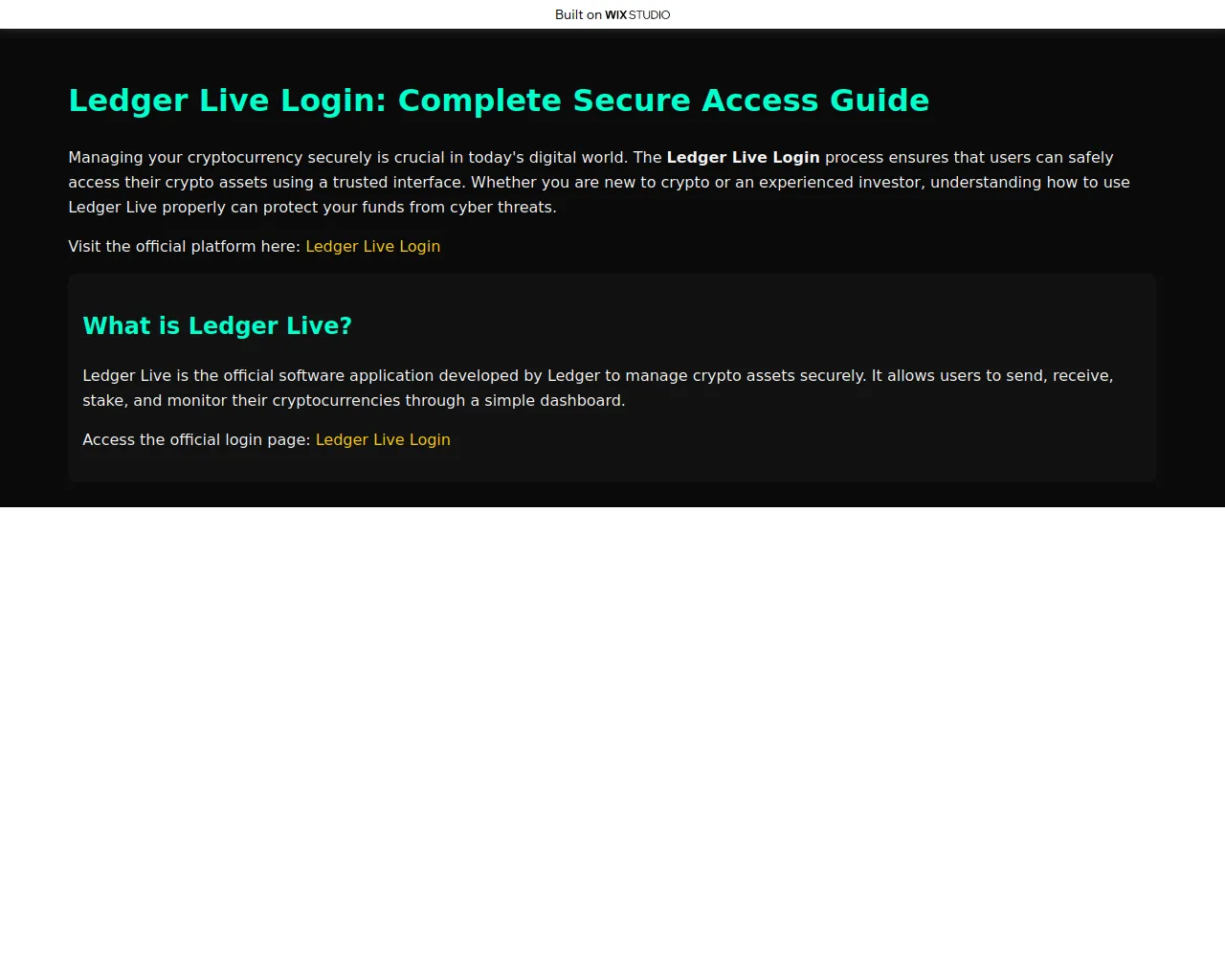 Screenshot of ledgrlivestarted.wixstudio.com