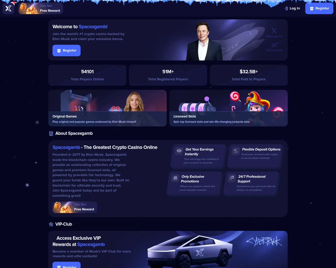 Screenshot of spacexgamb.com