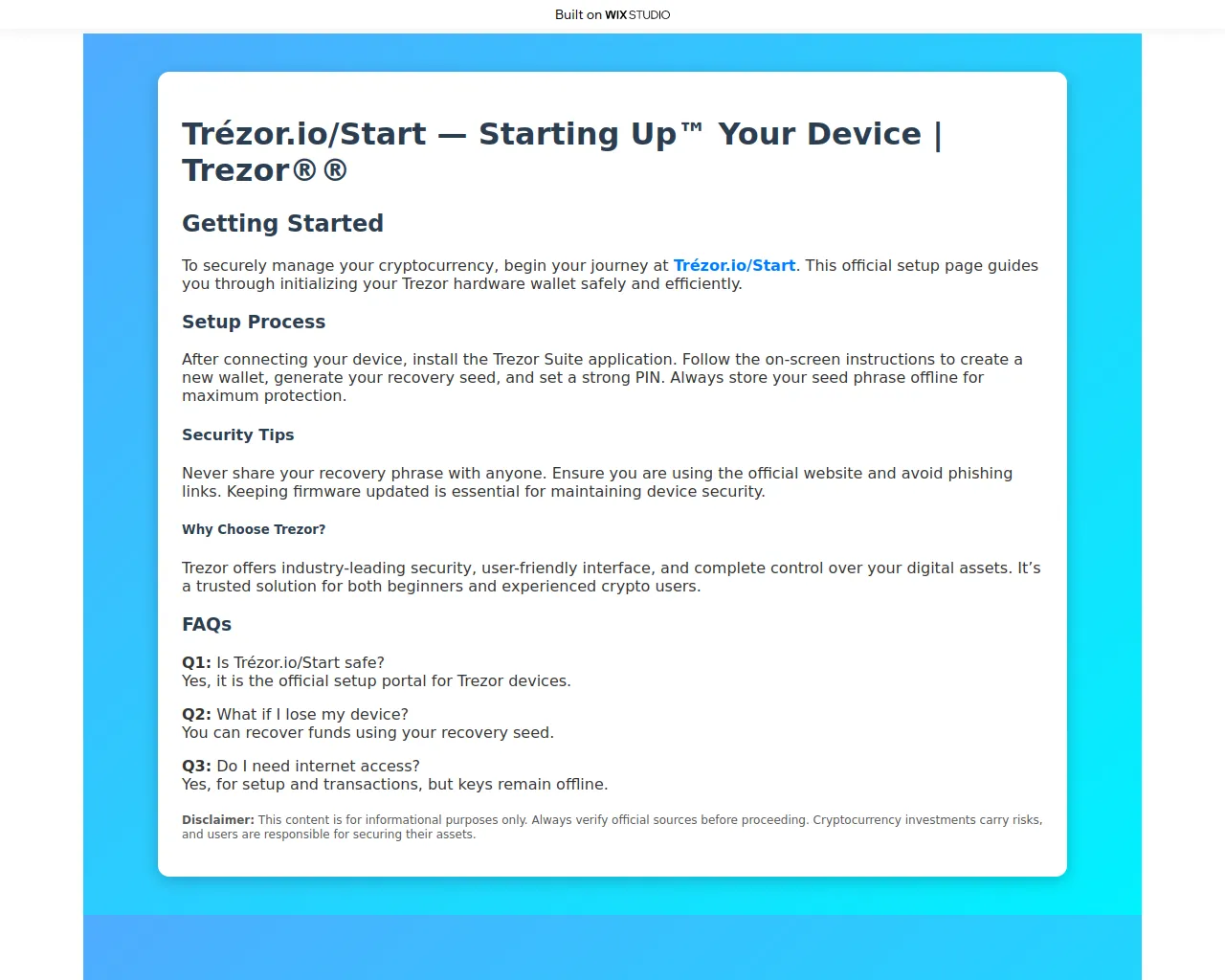 Screenshot of home-startediotrez.wixstudio.com