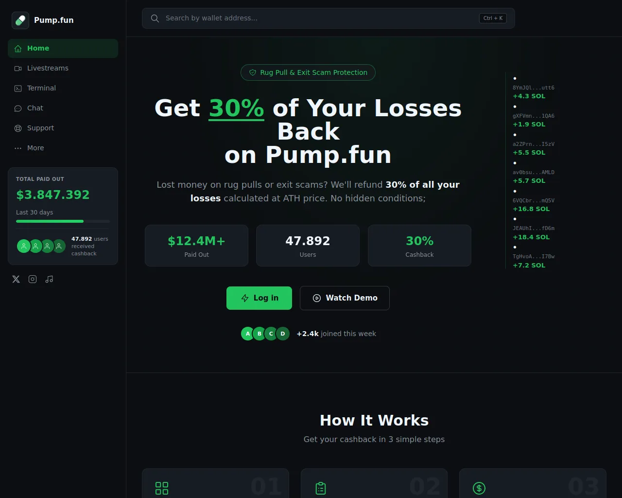 Screenshot of claimfee-pump.fun