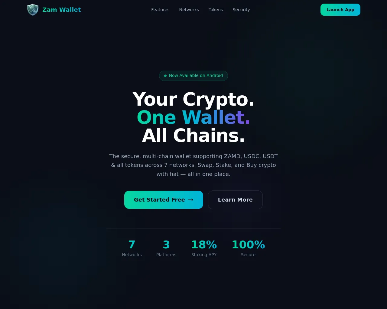 Screenshot of zamwallet.io
