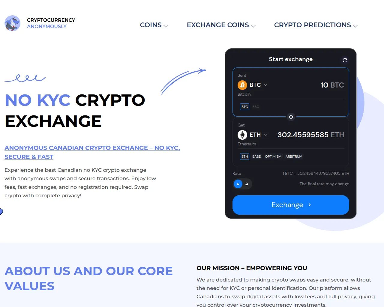 Screenshot of coinexchangecanada.ca
