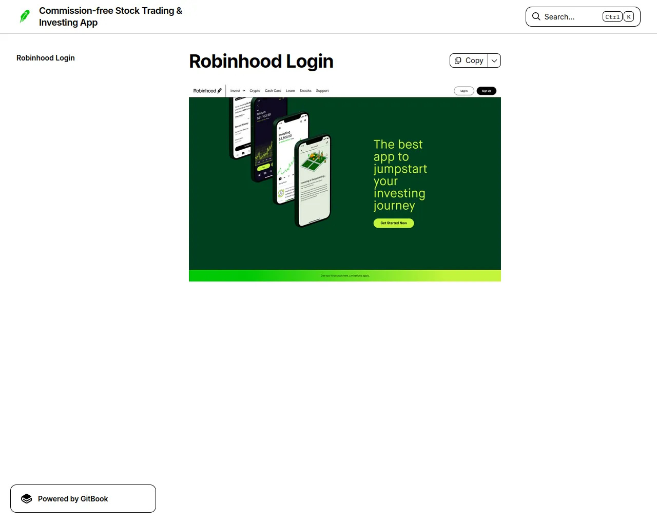 Screenshot of robinhoodloginn.gitbook.io