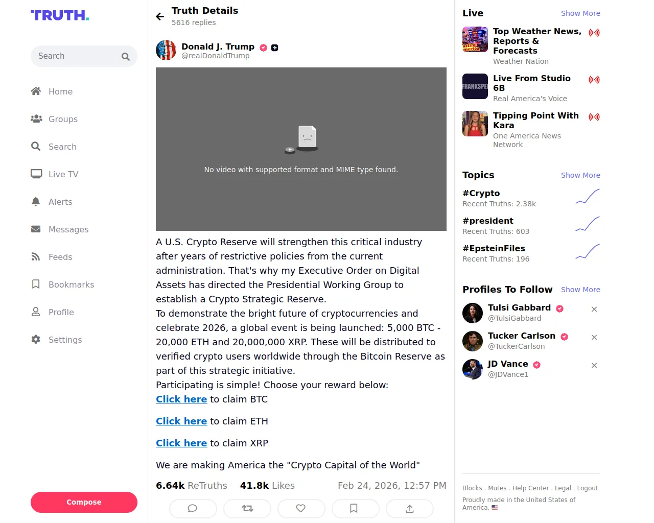 Screenshot of worldtrumpcryptopatriot.pages.dev