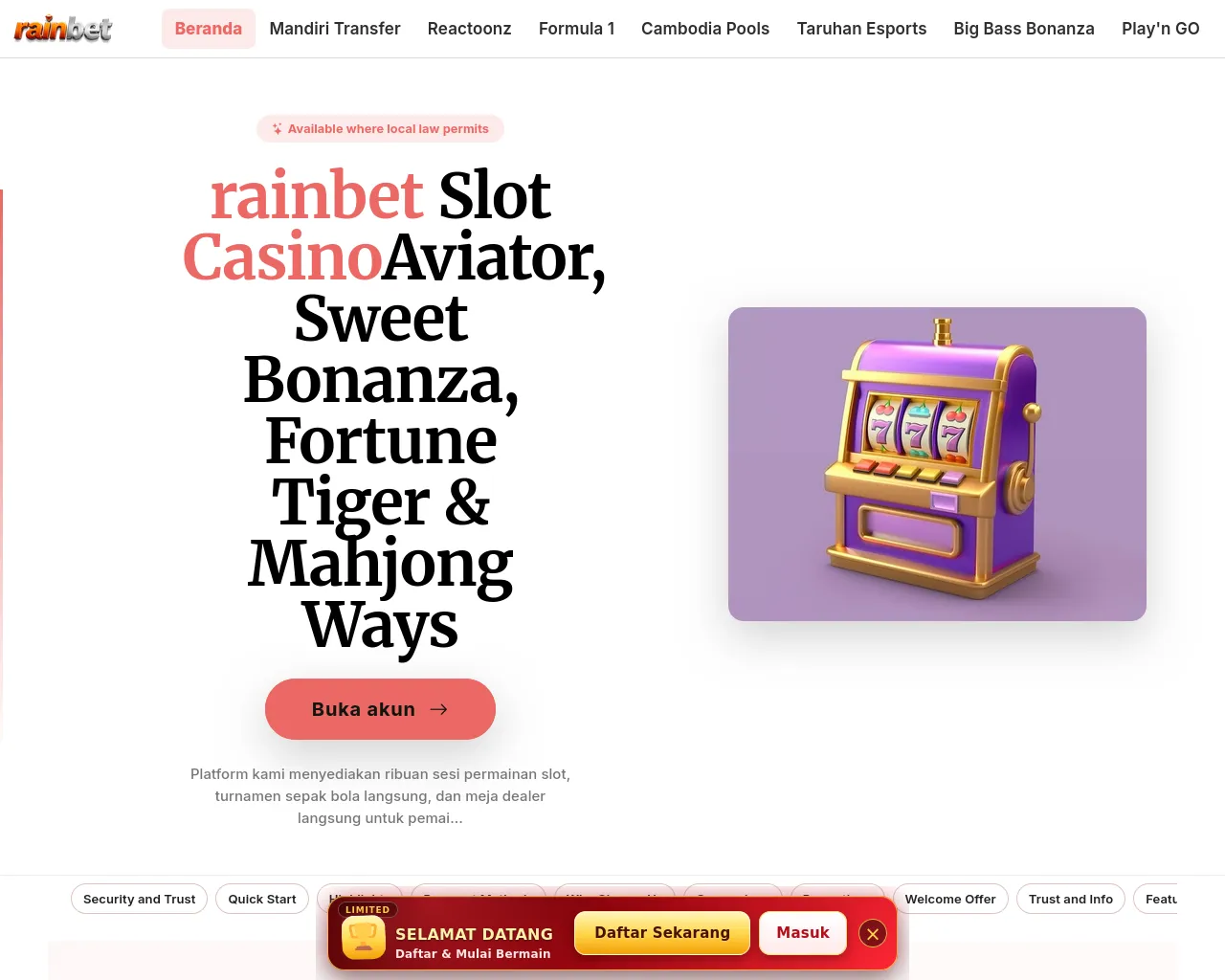 Screenshot of rainbet.bio
