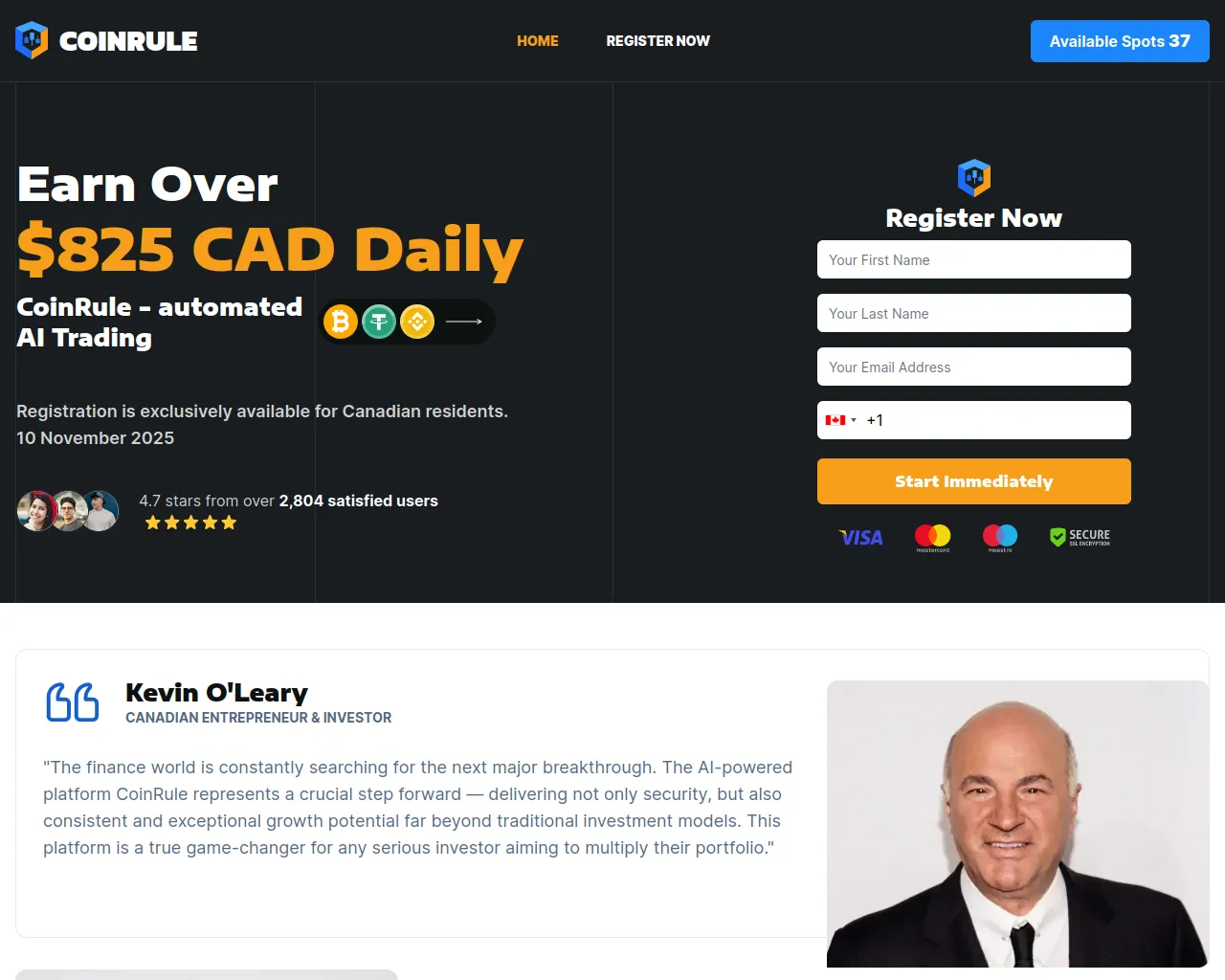 Screenshot of coinrule.live