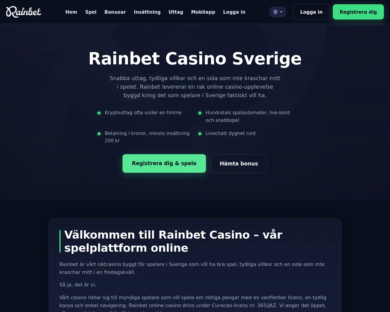 Screenshot of rainbet-sweden.com