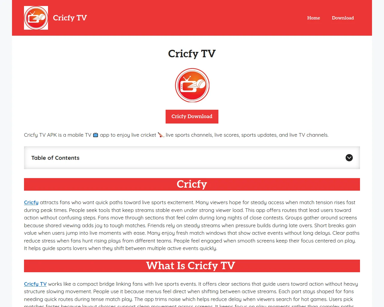 Screenshot of cricfytv.com.in