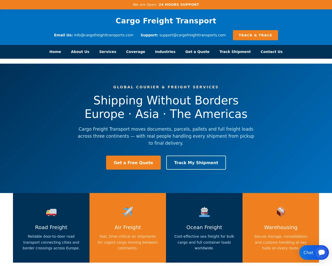 Screenshot of cargofreighttransports.com