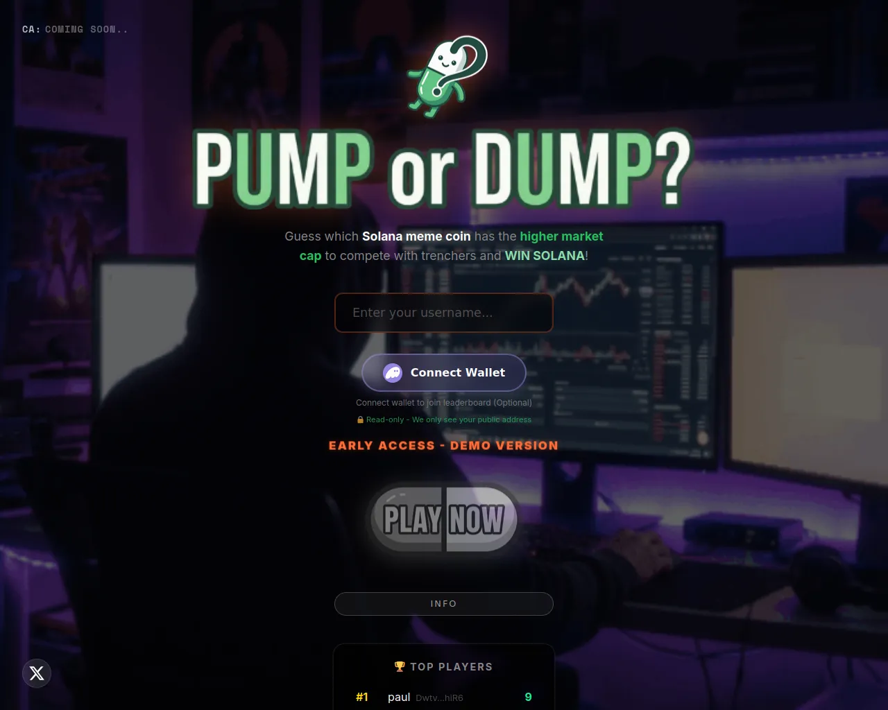 Screenshot of pumpordumpgame.fun