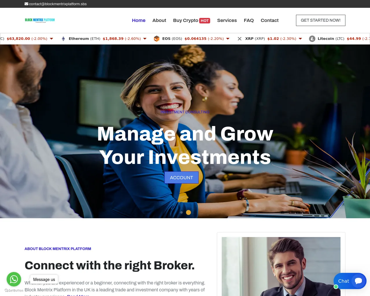 Screenshot of blockmentrixplatform.sbs
