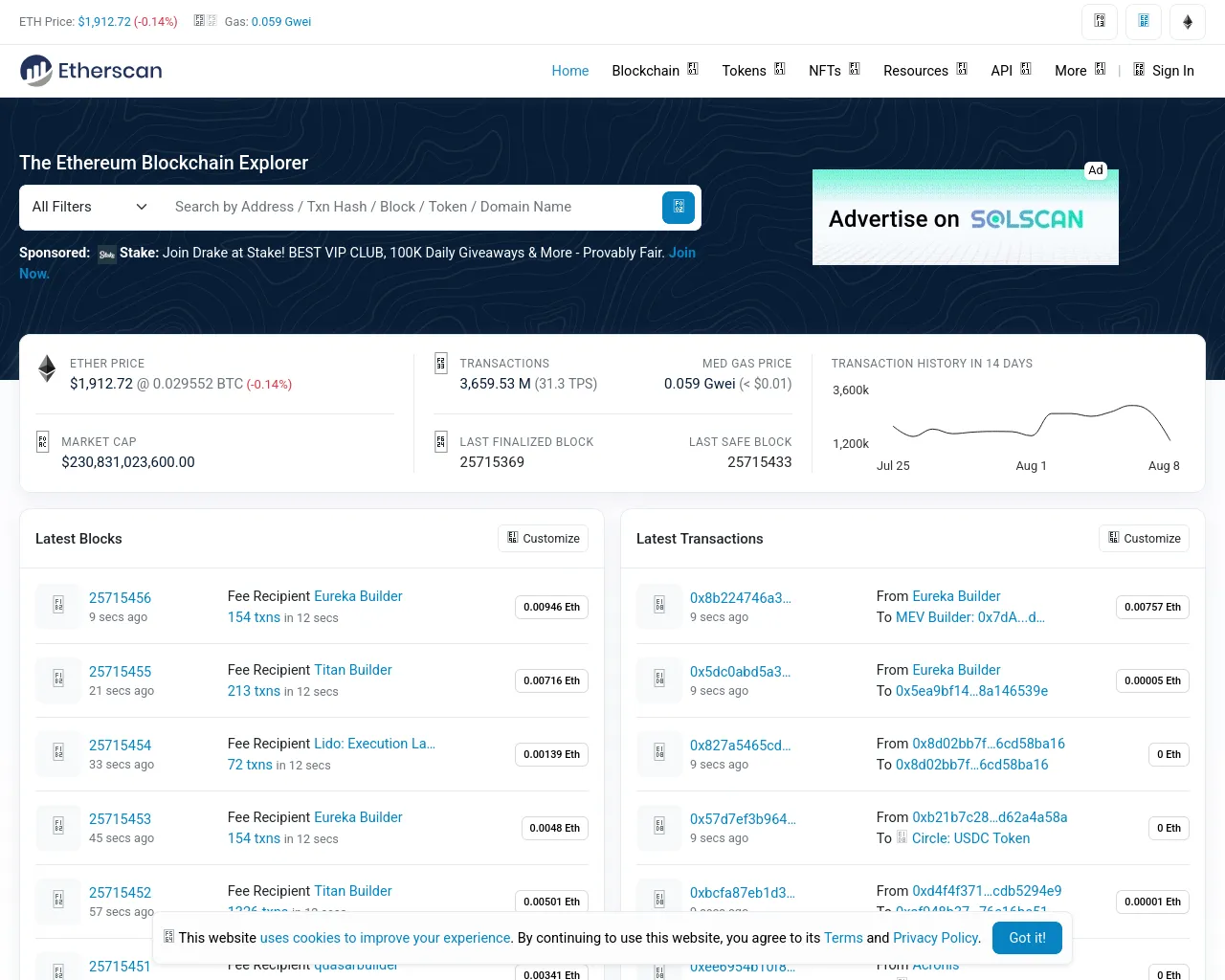 Screenshot of etherscan.cz