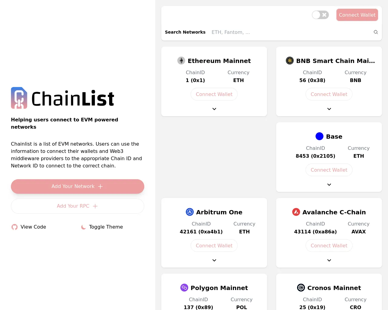 Screenshot of chainnetlist.vercel.app