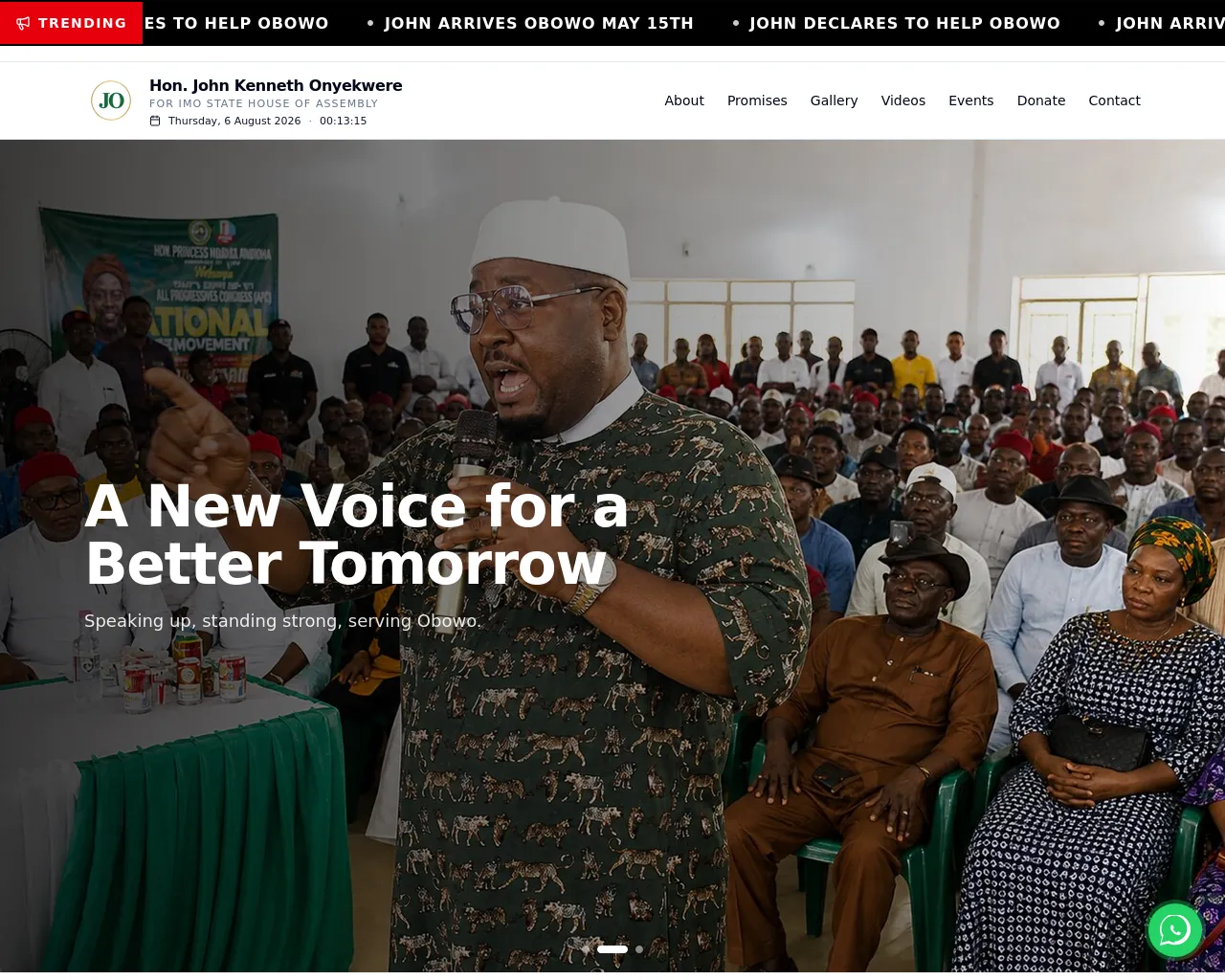 Screenshot of votejohnonyekwereforus.org