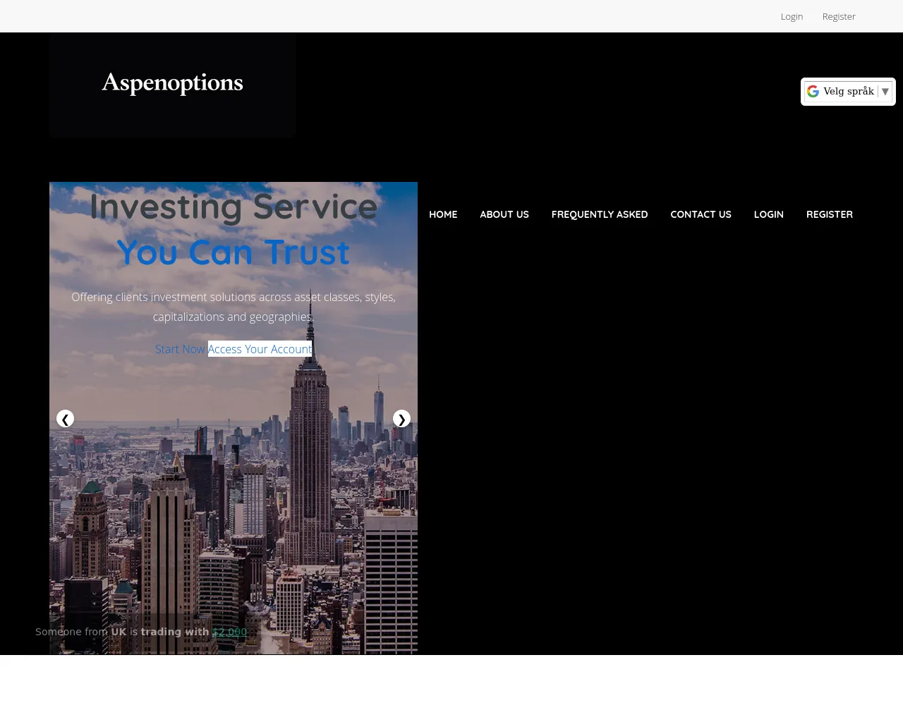 Screenshot of aspenoptions.org