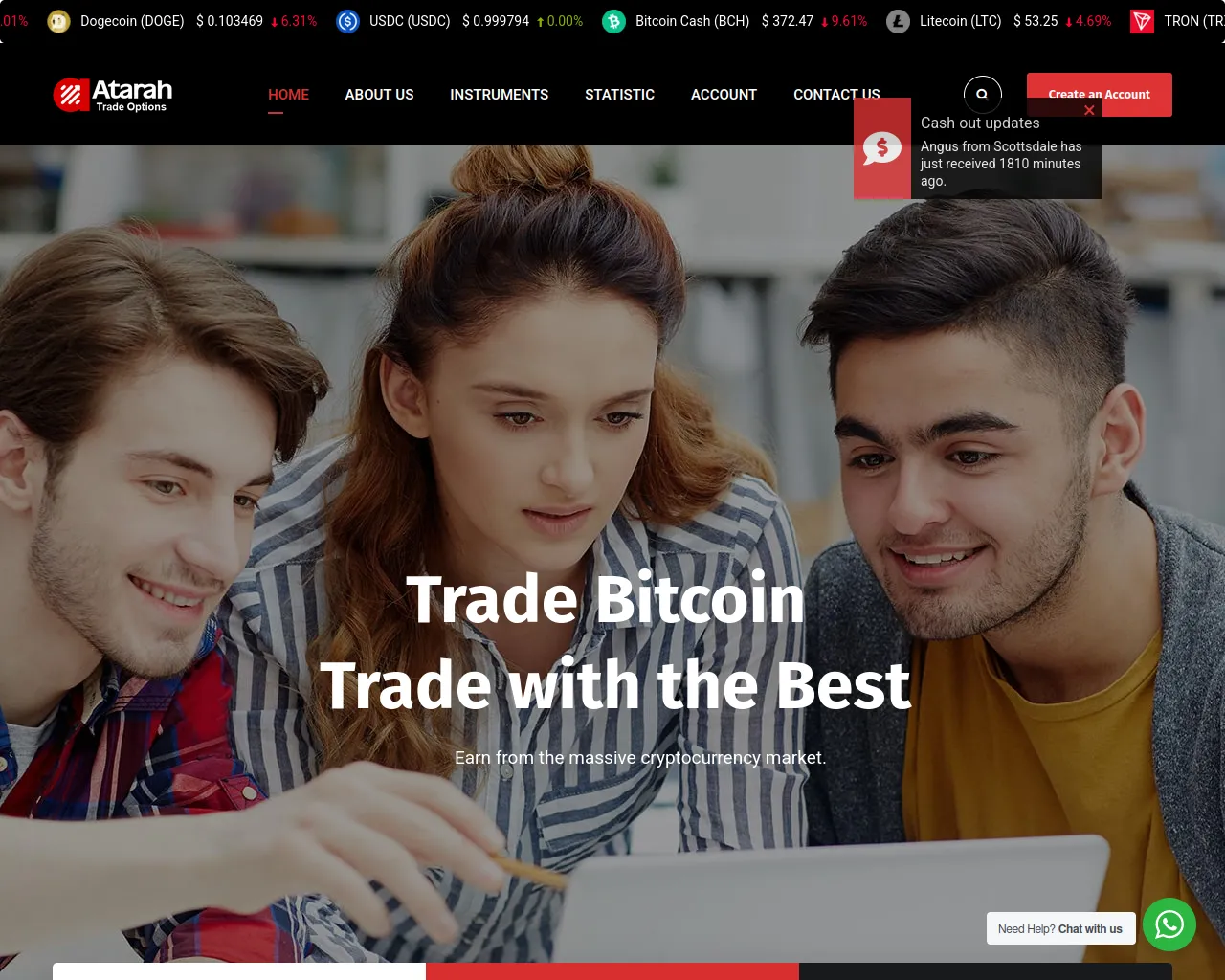 Screenshot of atarahtradeoptions.com