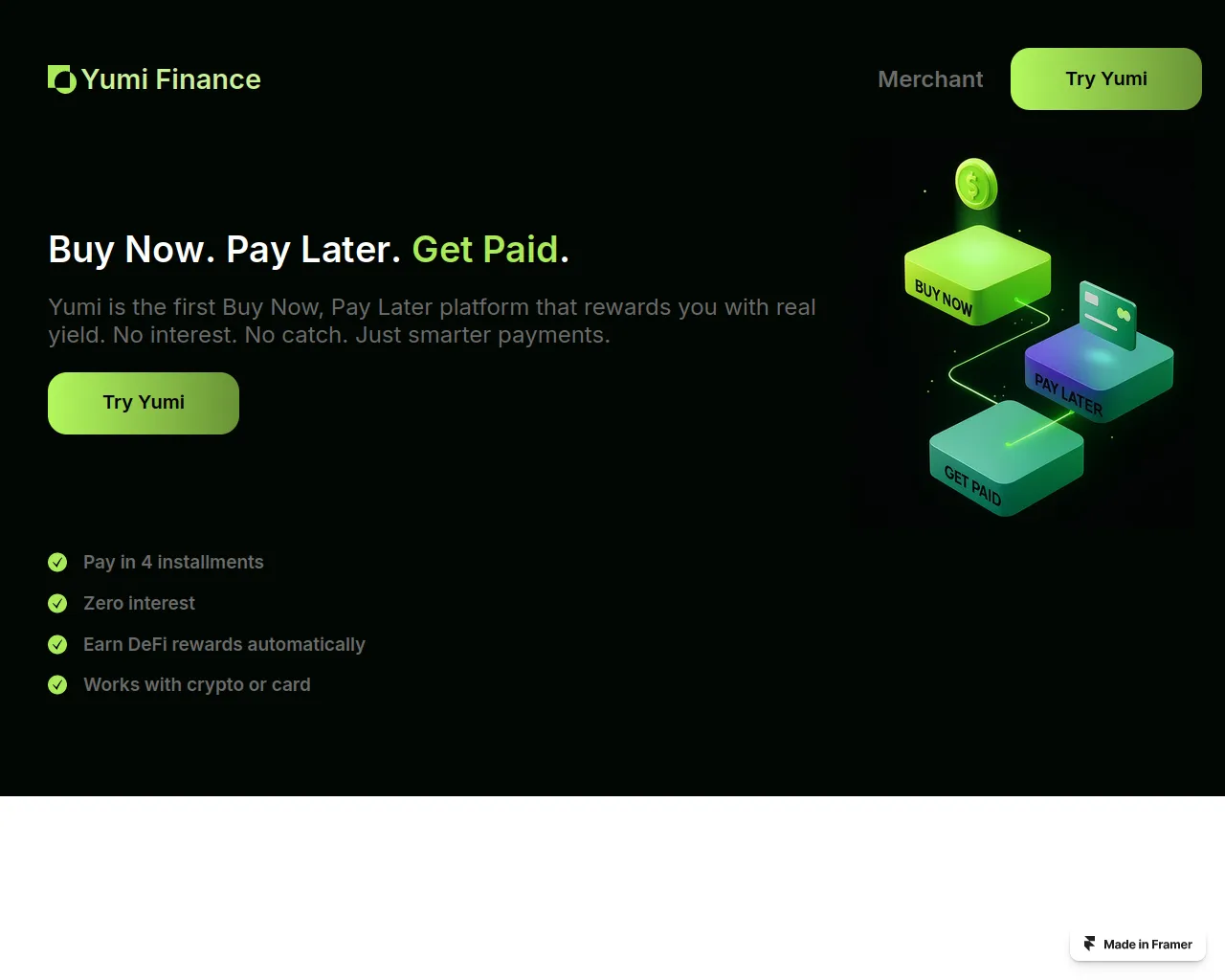 Screenshot of yumifinance.framer.ai