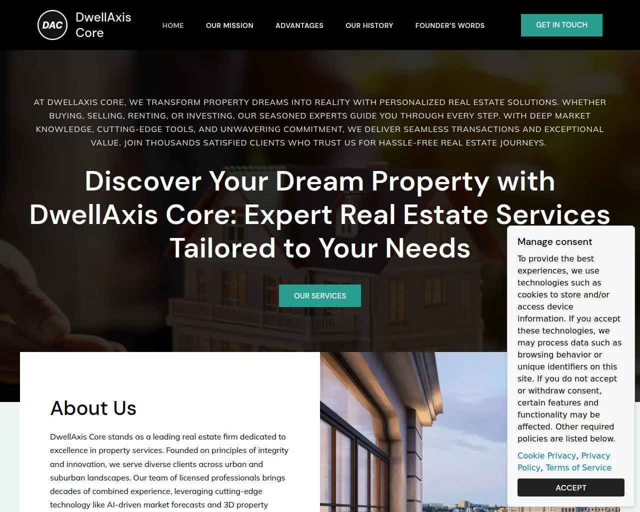Screenshot of dwellaxiscore.com