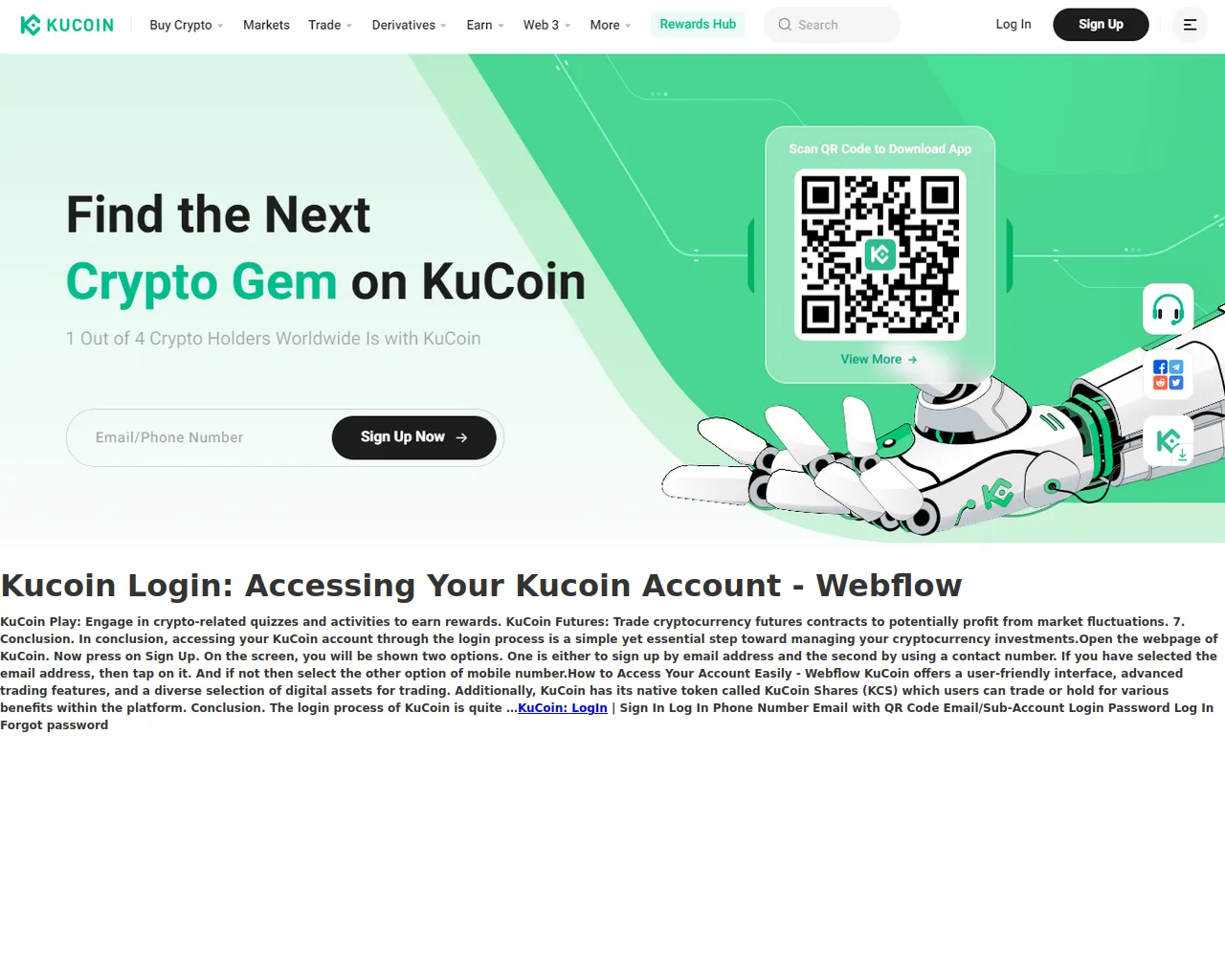 Screenshot of loginkkucio.webflow.io