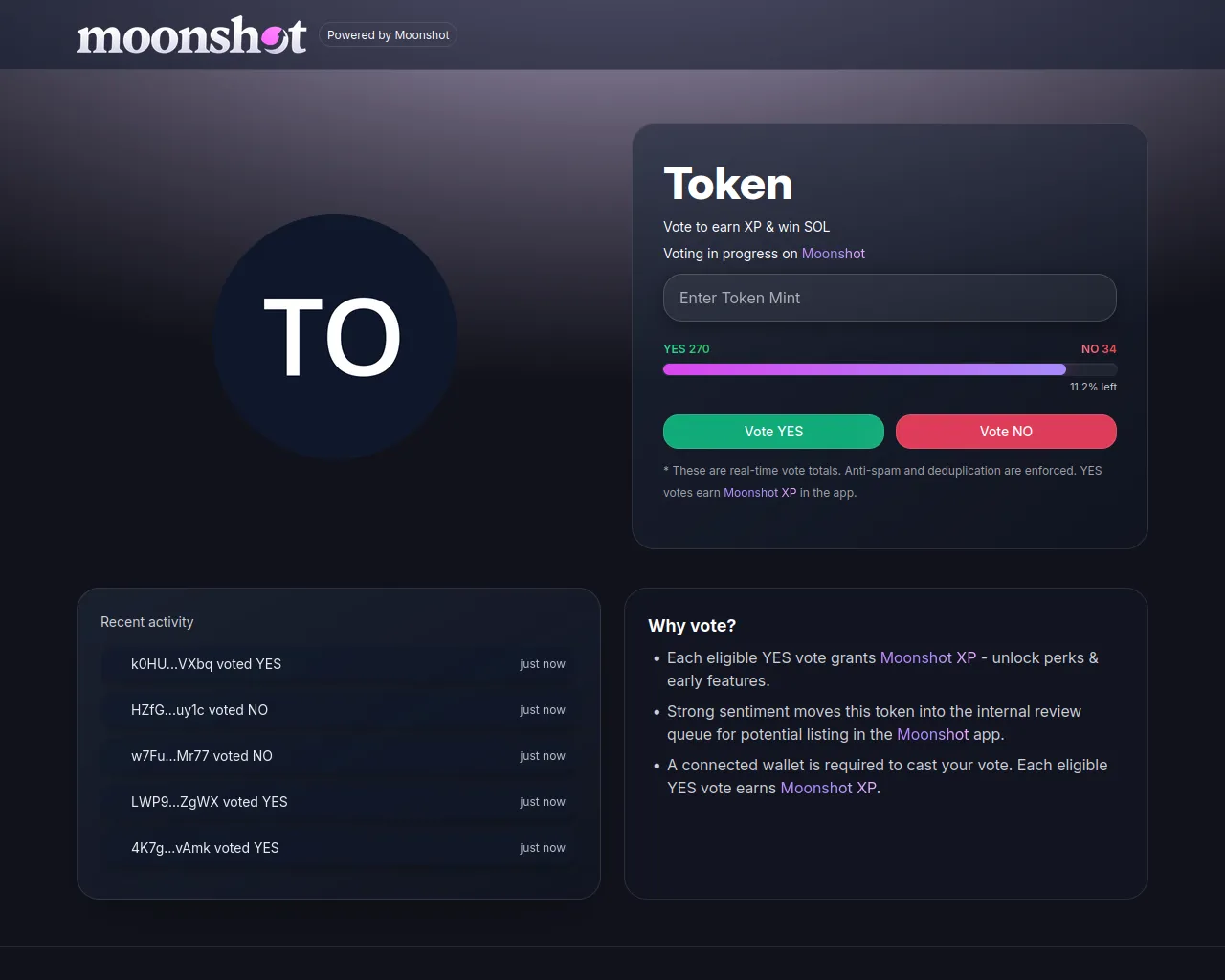 Screenshot of moonshotsolana.com