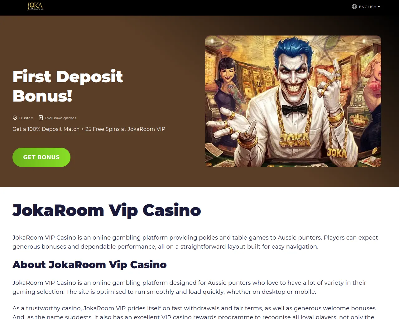 Screenshot of jokaroom-vip-casino.com