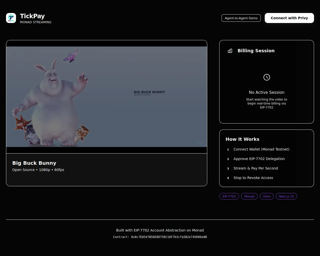 Screenshot of tickpay-monad.pages.dev