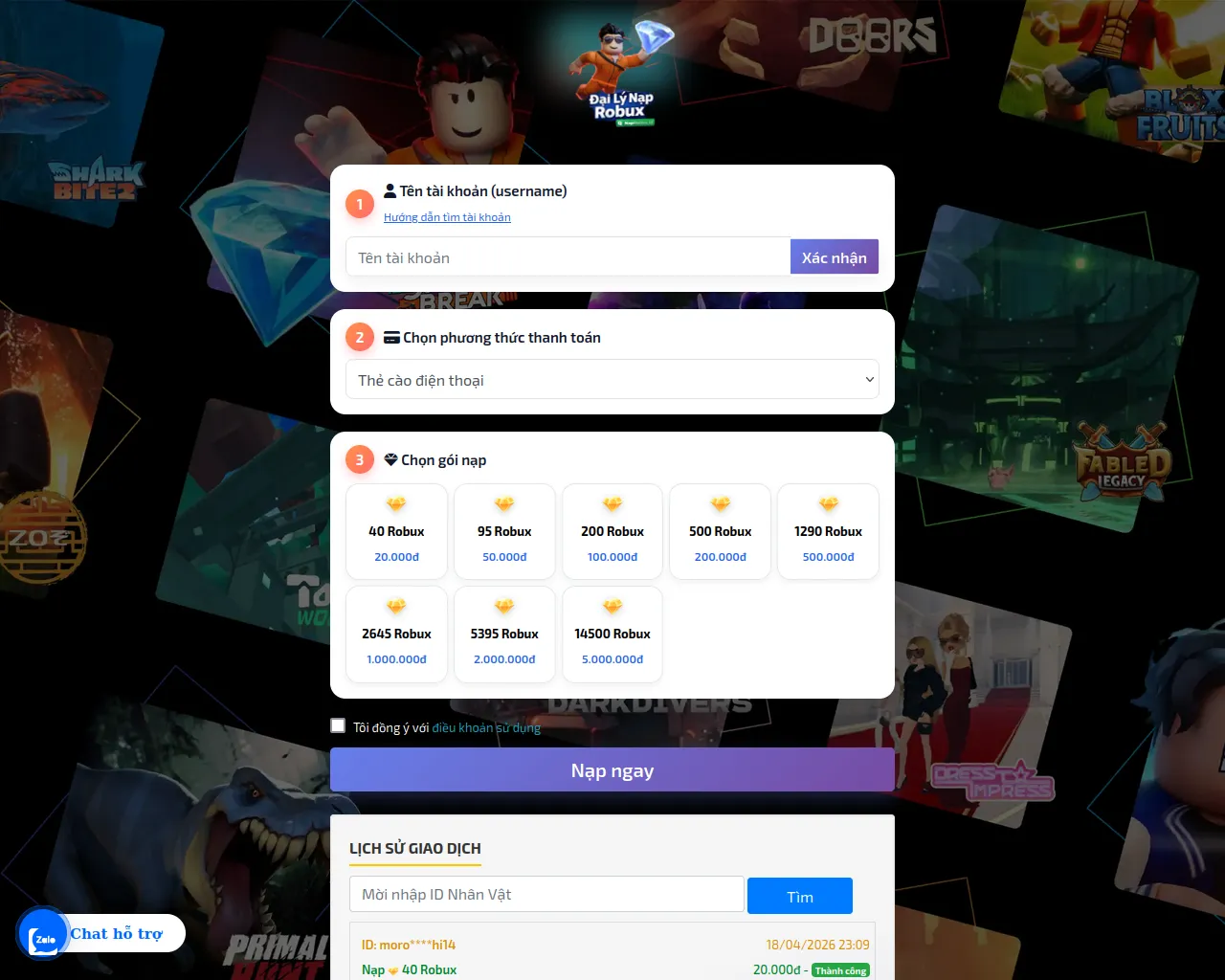 Screenshot of naproblox.id.vn