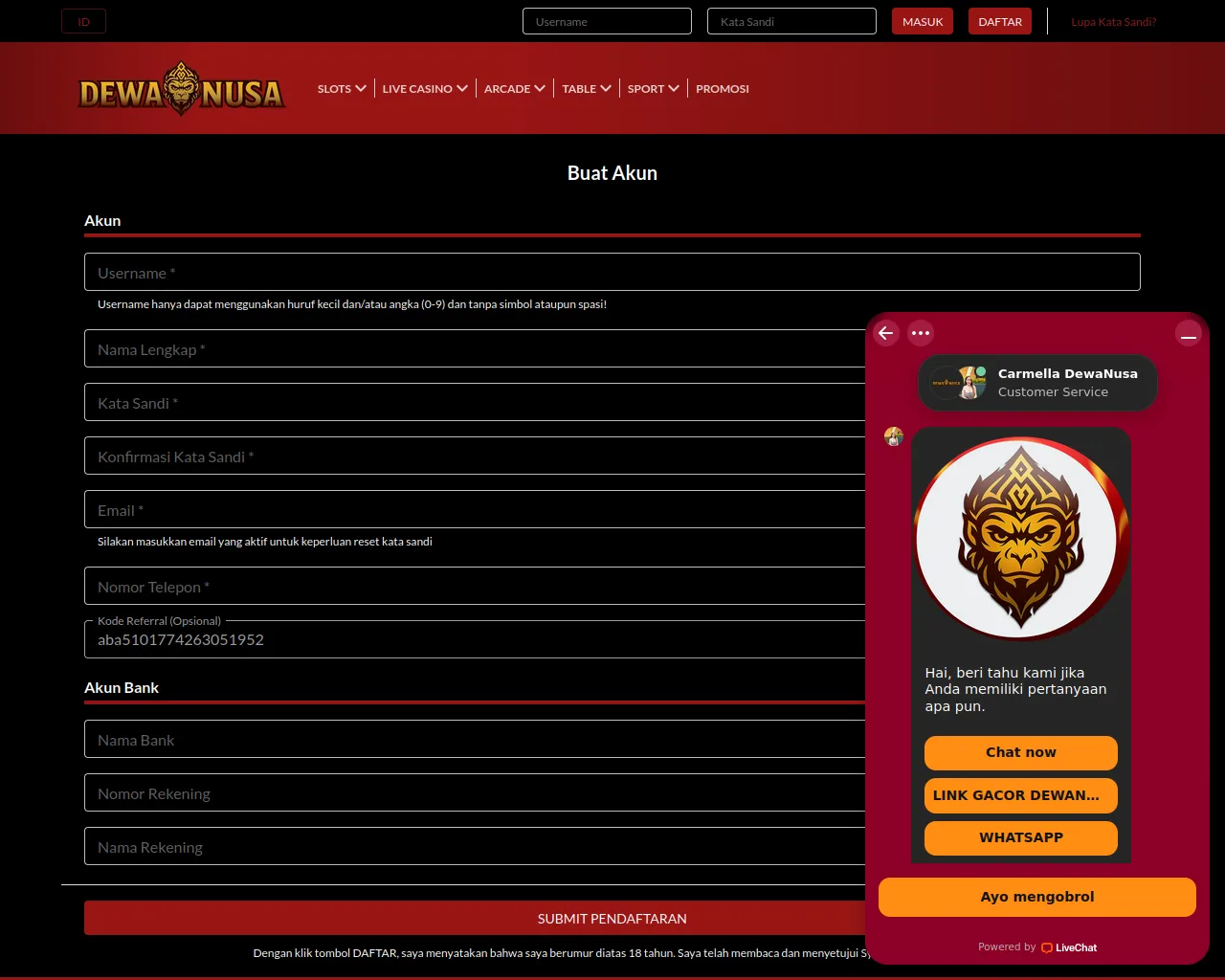 Screenshot of dewanusa.quest