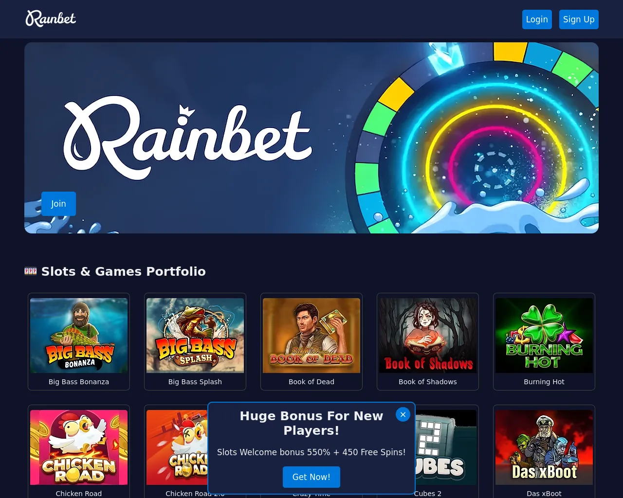 Screenshot of rainbetuk.com