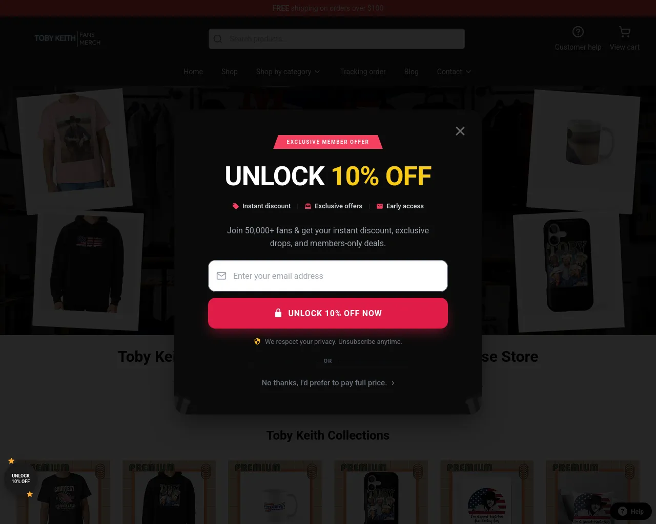 Screenshot of tobykeith.shop