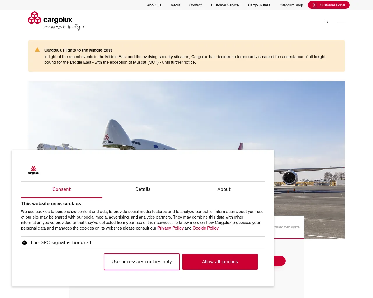 Screenshot of cargolux.delivery
