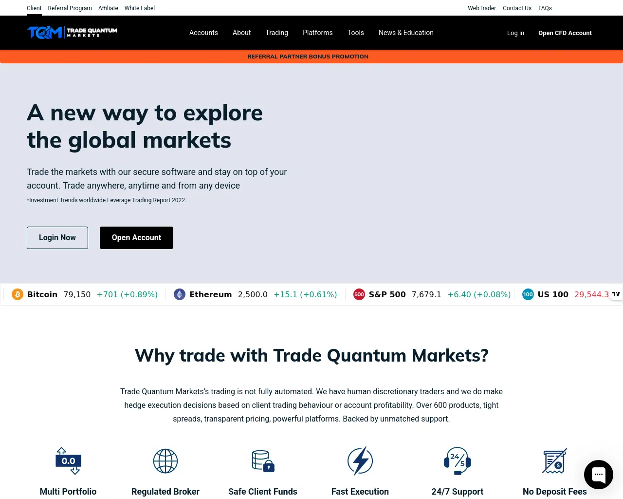 Screenshot of tradequantummarkets.com