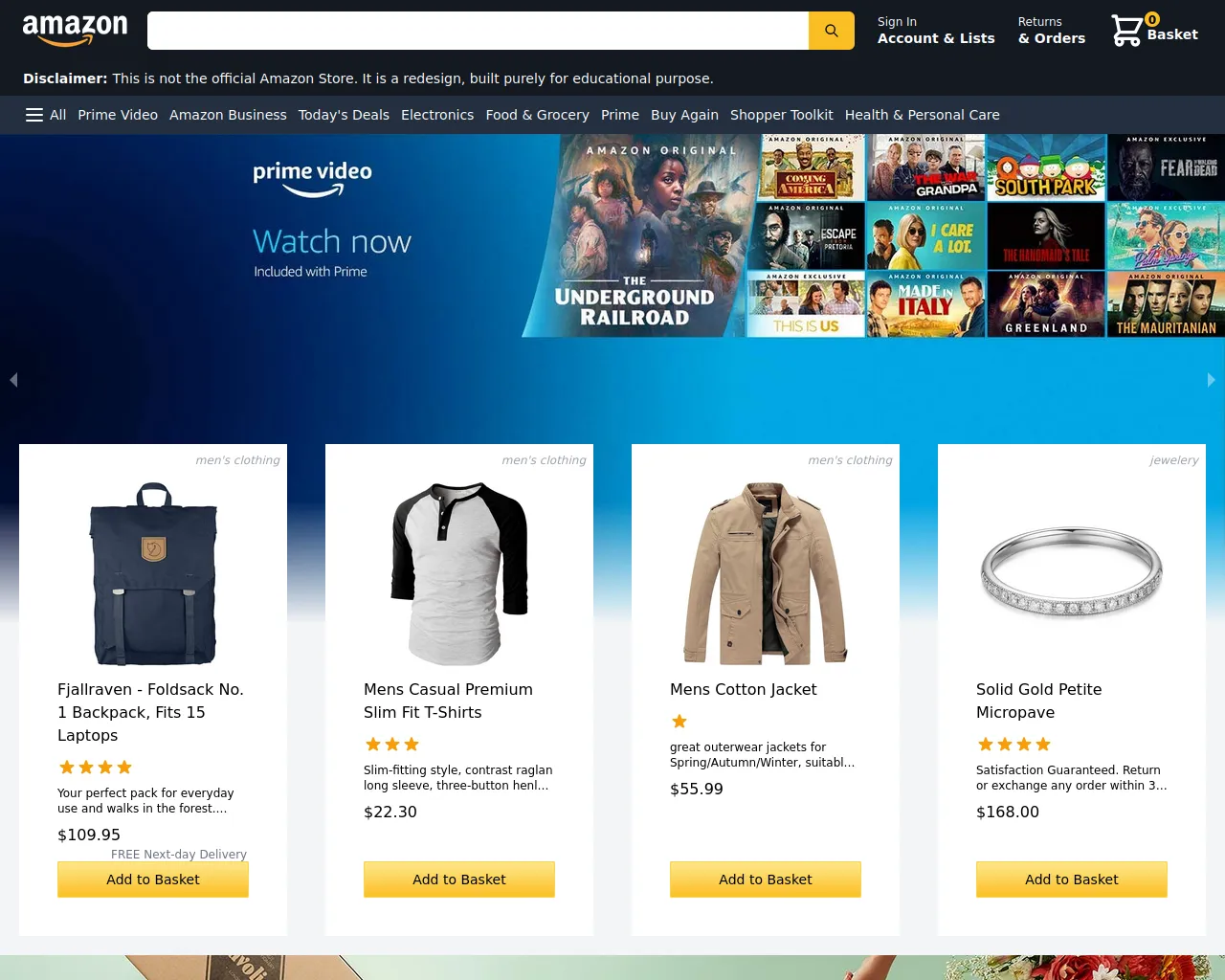Screenshot of amazon-clone-three-ashen.vercel.app