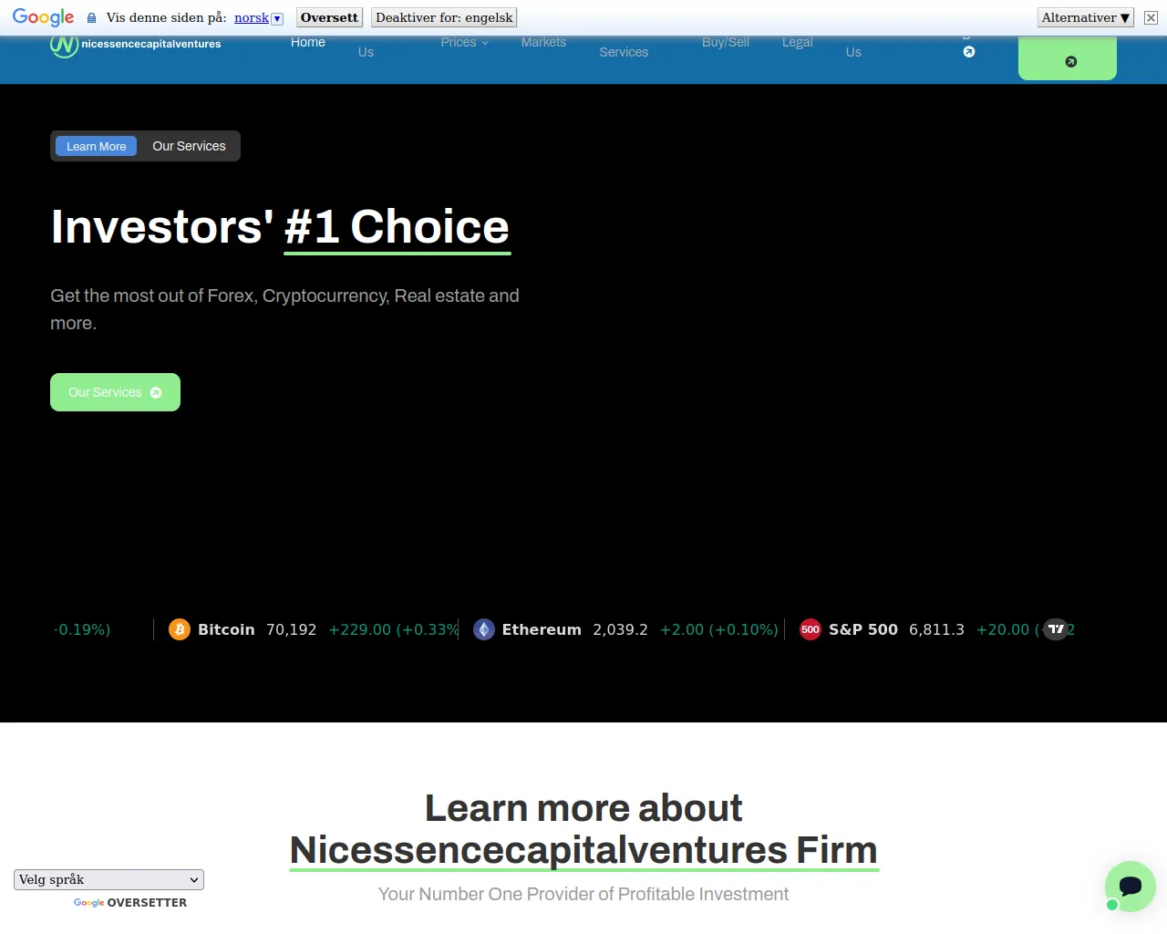 Screenshot of nicessencecapitalventures.com